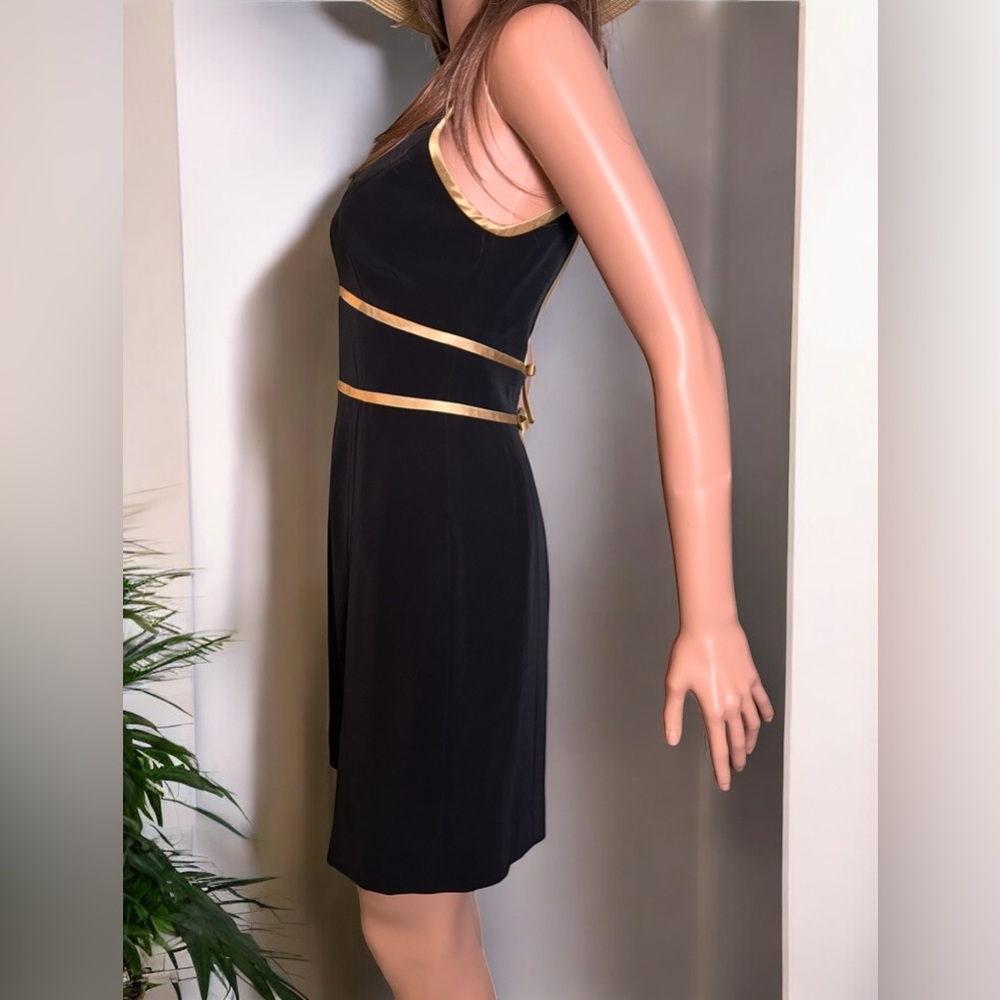 ADRIANNA PAPELL Evening Black & Gold Party Cocktail Pencil Dress. Size 4 - Picture 6 of 8